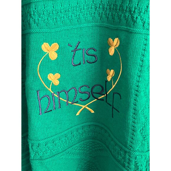 Blarney Castle Design Tis Himself Long Sleeve Pullover Sweater Green XXL NWT - Picture 4 of 9